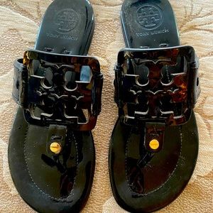 Tory Burch black patent sandals